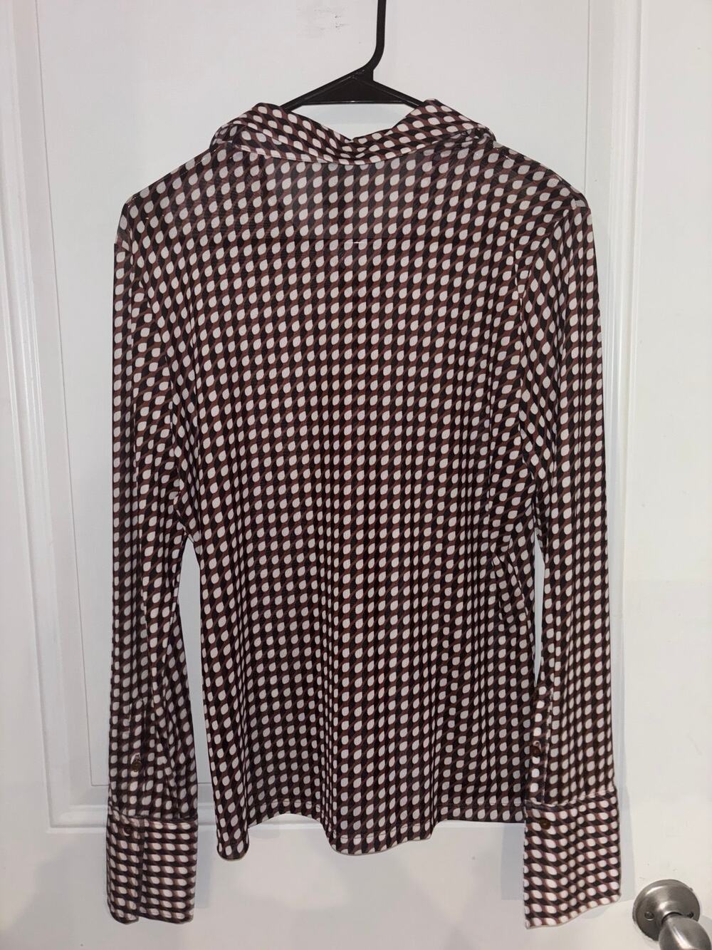 NWT Worthington Women’s Geometric Print Sheer Button Down Blouse